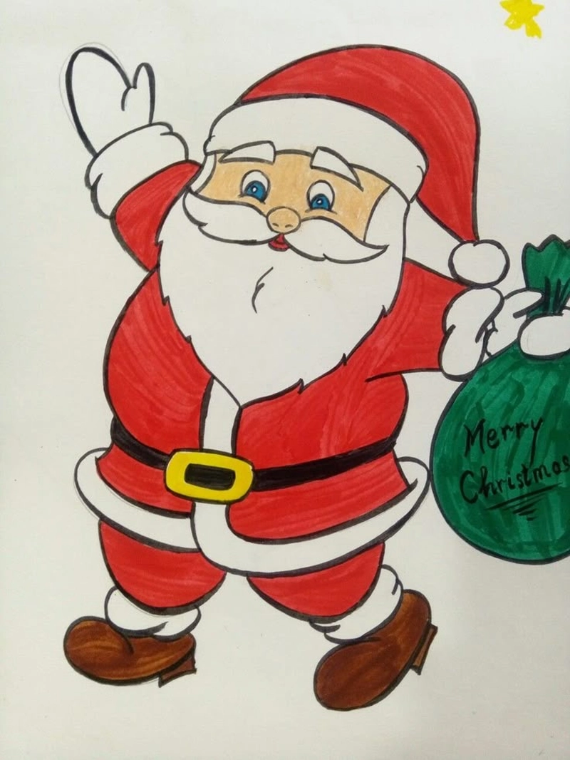 vẽ tranh ông già noel rất cute