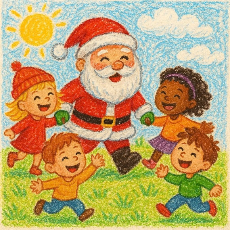 vẽ tranh ông già noel và trẻ em