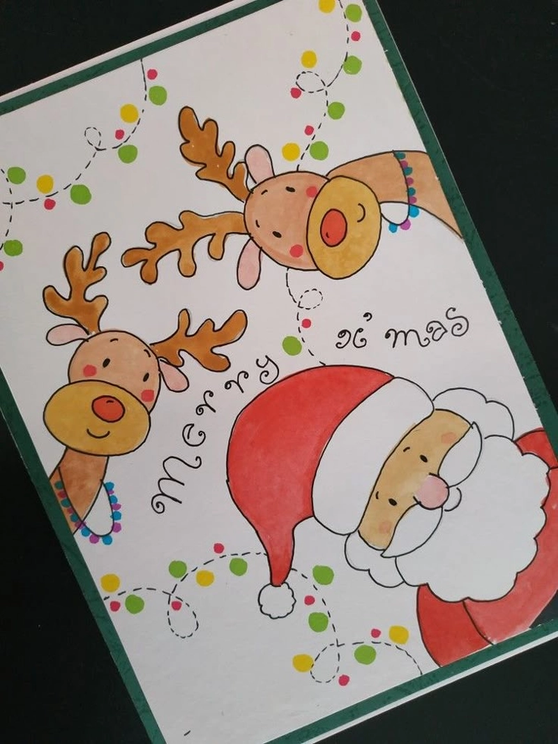 vẽ tranh ông già noel với những chú tuần lộc