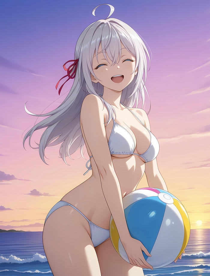 Anime mặc bikini đi biển năng động