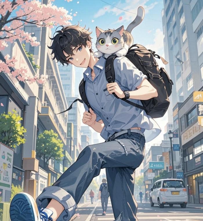 ảnh anime nam học sinh vui vẻ