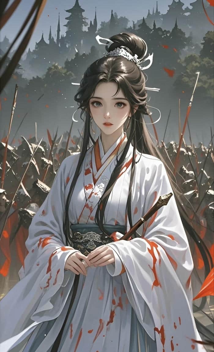 ảnh concept anime nữ cầm vũ khí kiếm