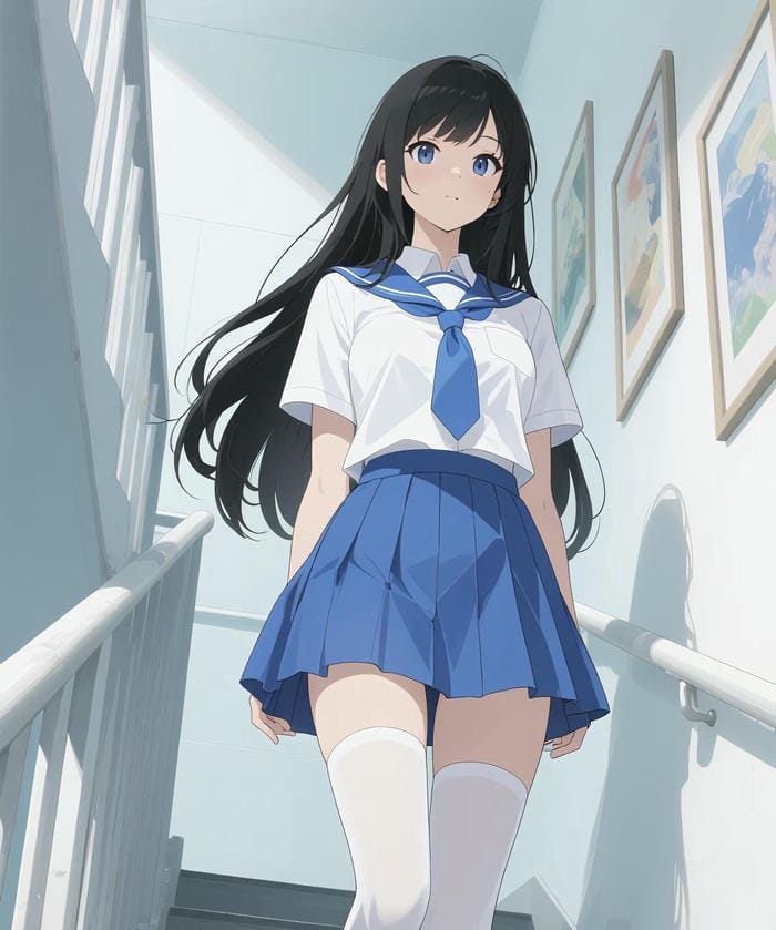 ảnh nghệ thuật anime cô gái trường học