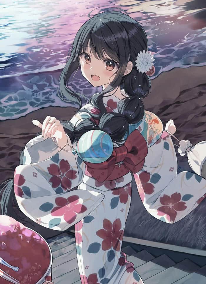 anime girl diện kimono