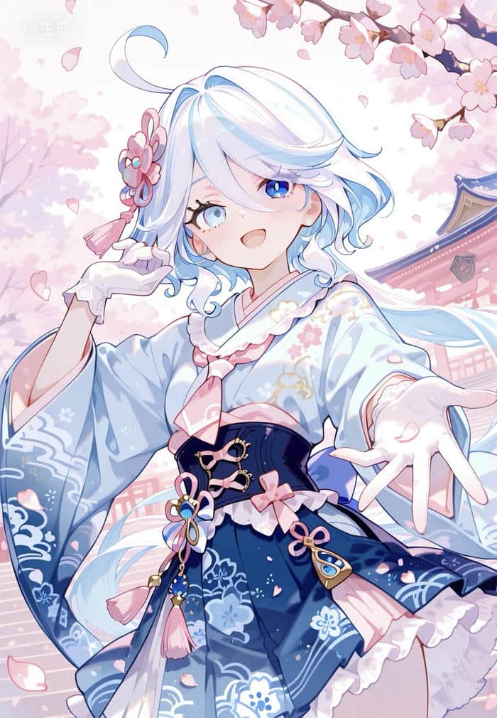 anime girl mặc kimono nổi bật