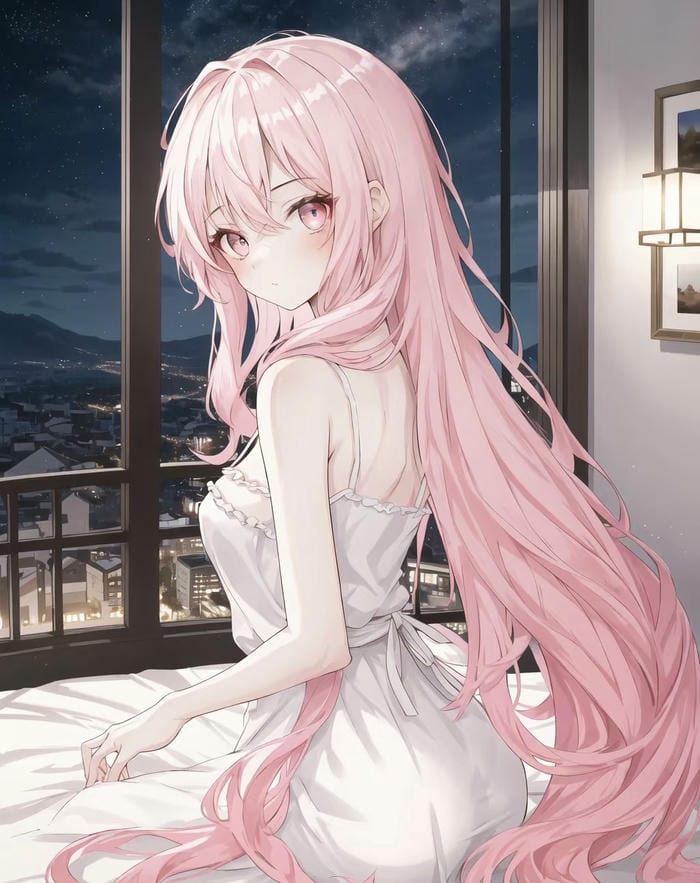 anime girl pastel pink hair