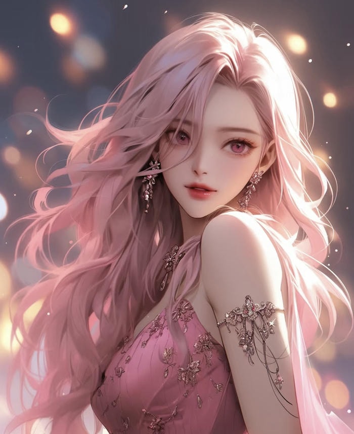 anime girl tóc hồng mềm mại