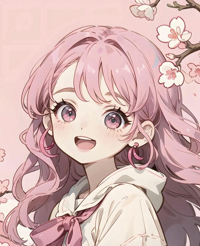 anime girl tóc hồng nổi bật
