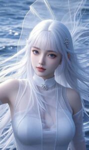 anime girl tóc trắng nghệ thuật