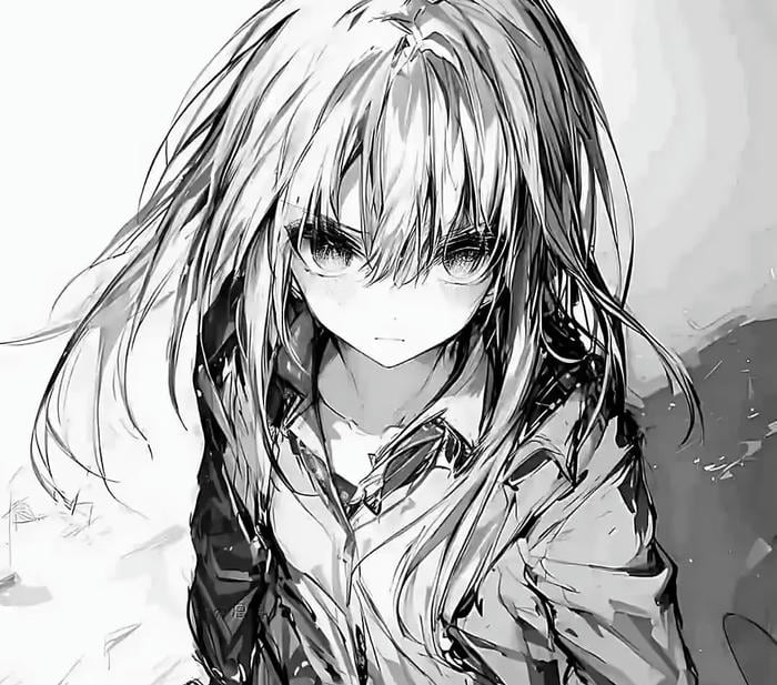 anime girl trắng đen nổi bật