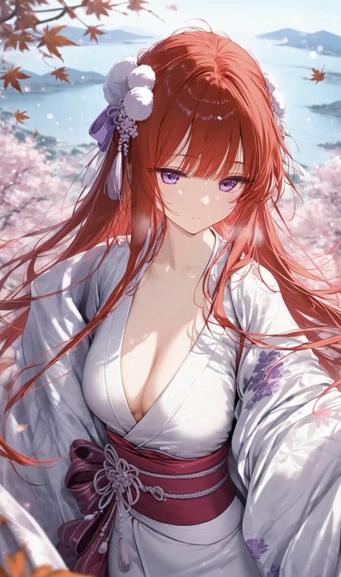 anime nữ mặc kimono truyền thống