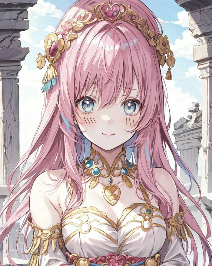 anime nữ mái tóc hồng dịu dàng