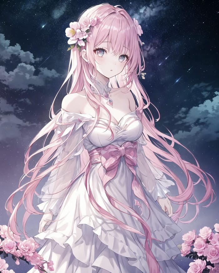 anime nữ tóc hồng tinh tế