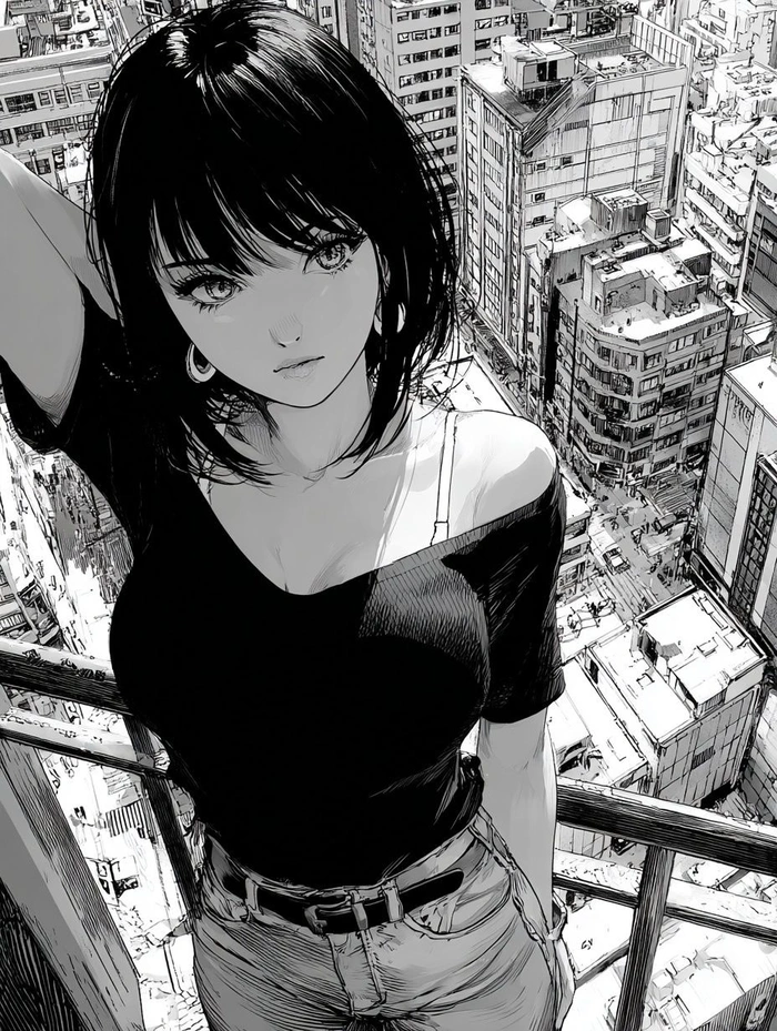 anime nữ trắng đen tối giản nhưng vẫn nổi bật hút mắt