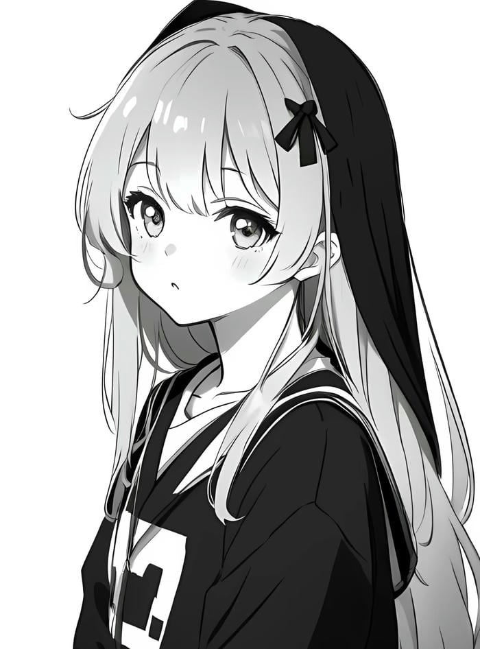 anime nữ trắng đen