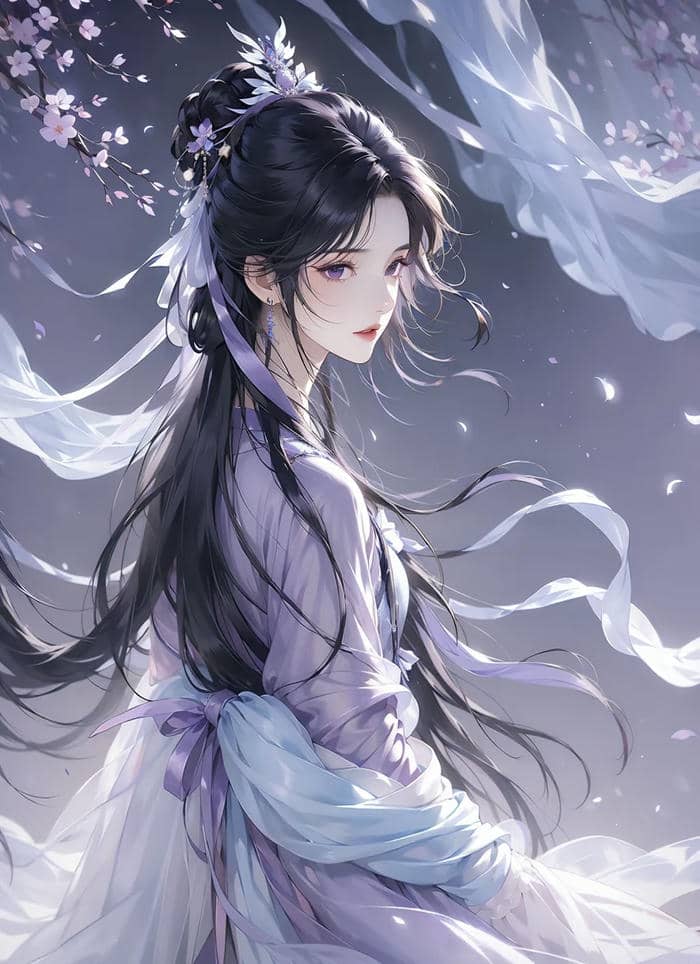 anime trong nền tím