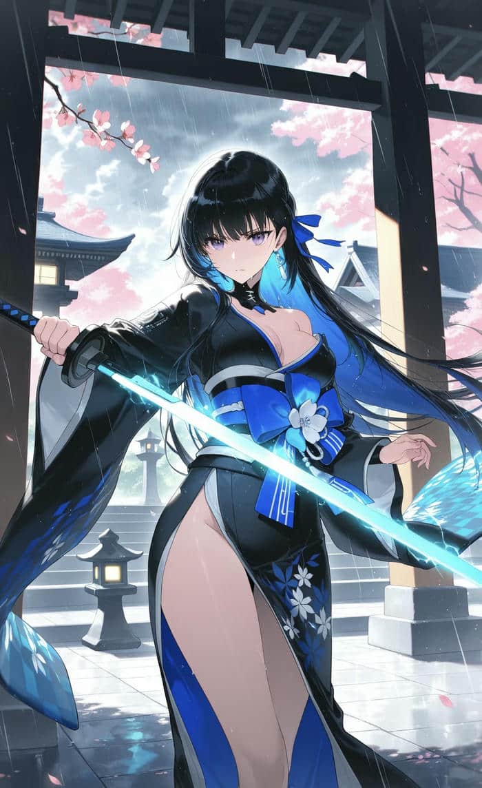 bản vẽ anime cô gái chiến binh kiếm