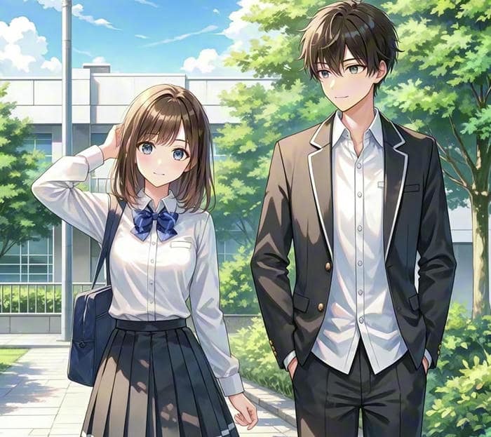 bản vẽ anime học đường tươi sáng