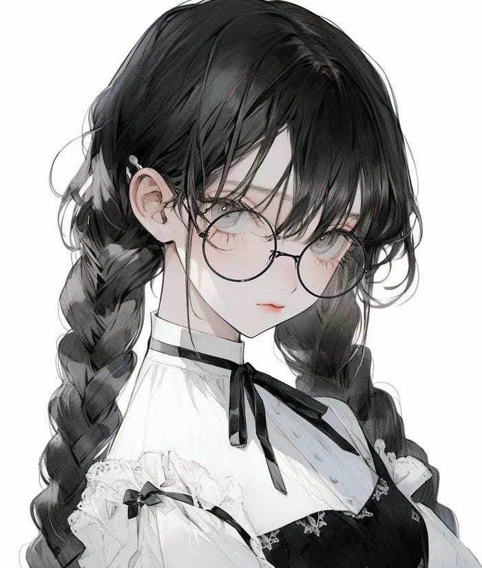 bức họa anime nhân vật có kính