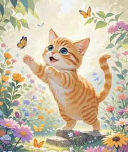 cảnh anime mèo đơn giản