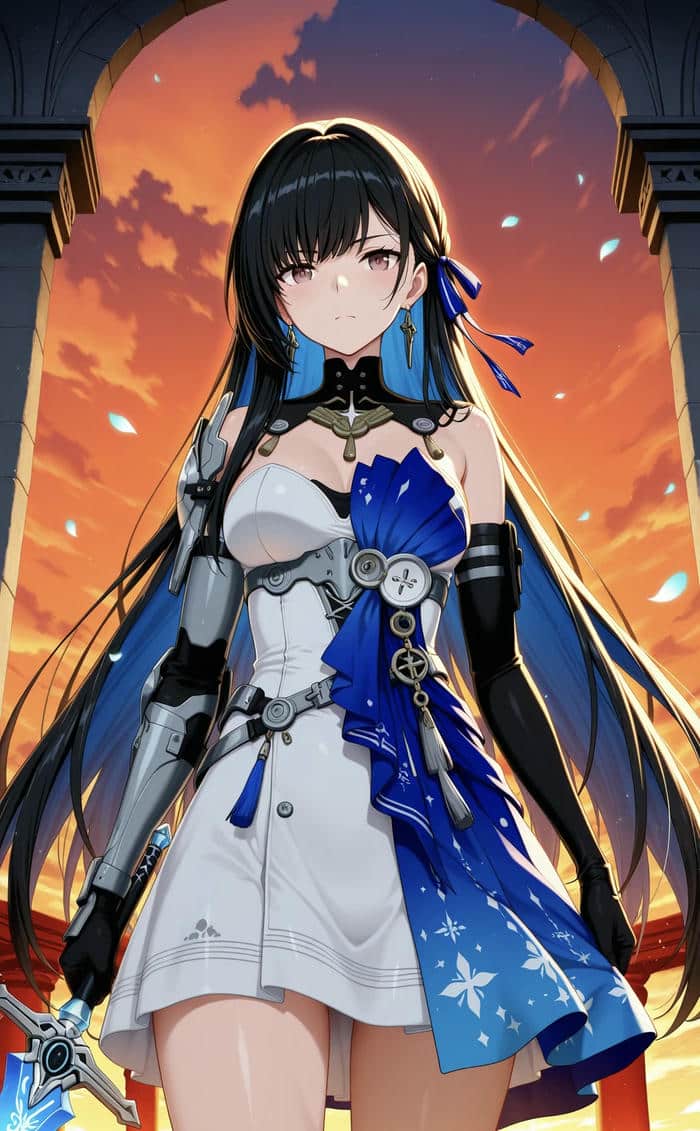 chân dung anime girl cầm kiếm