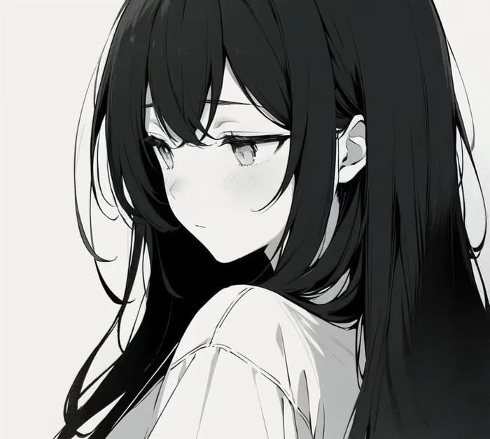 cô gái anime black and white đẹp