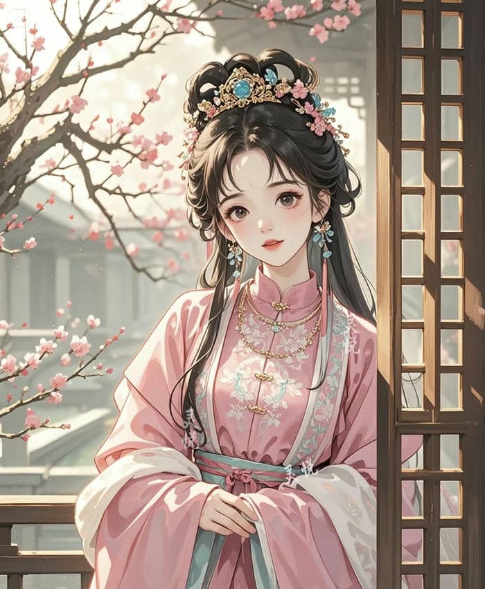 cô gái anime cổ trang dịu dàng