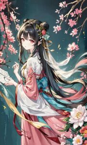 cô gái anime cổ trang thanh thoát