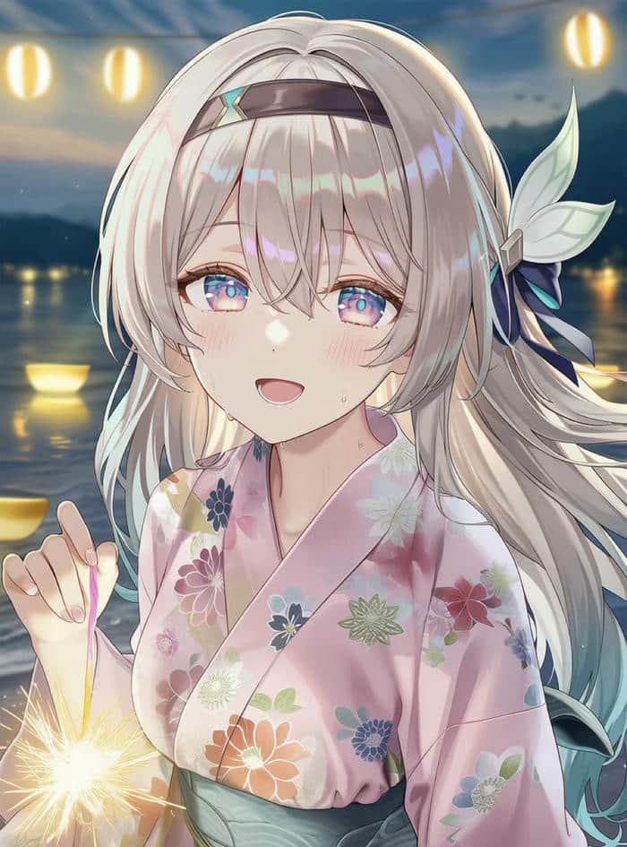 cô gái anime kimono phong cách