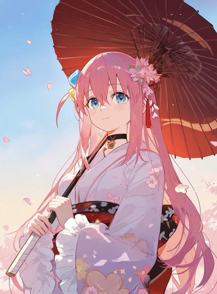 cô gái anime kimono xinh xắn