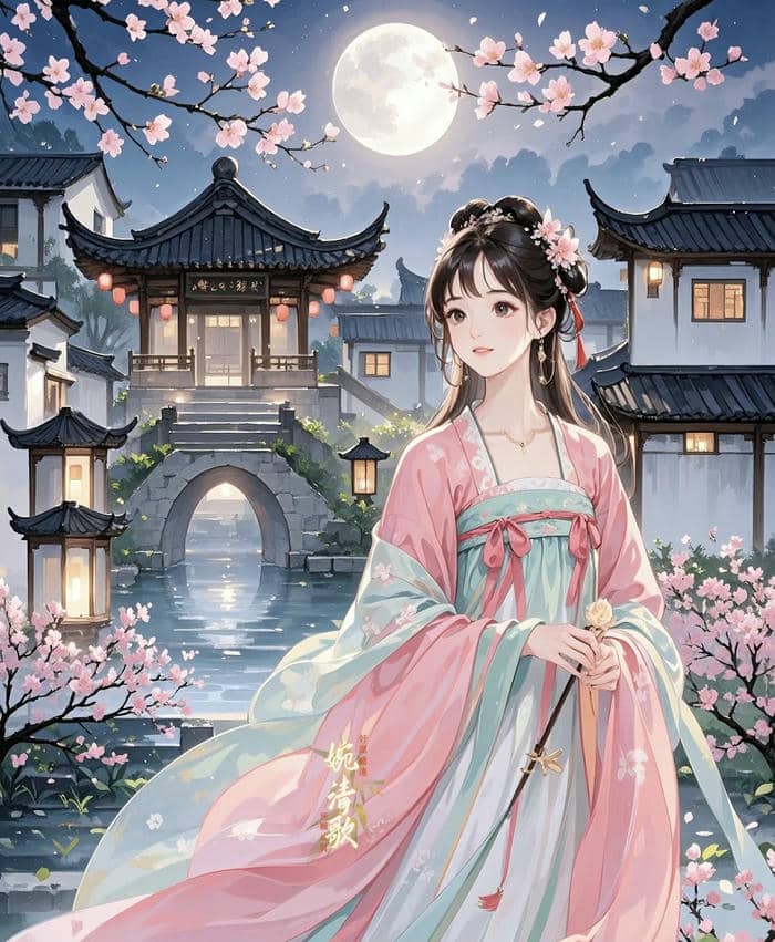 cô gái anime mặc cổ phục