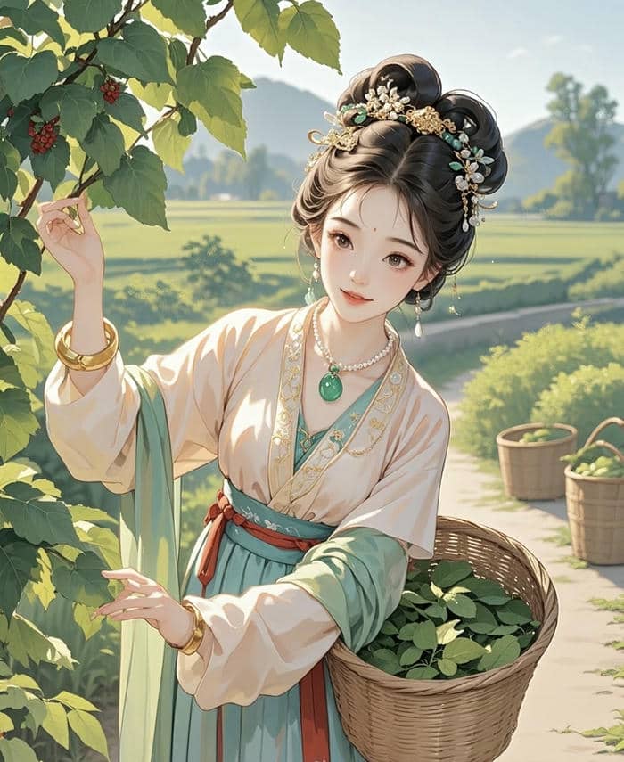 cô gái anime mặc trang phục cổ