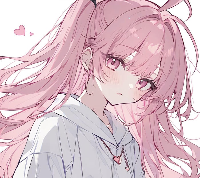 cô gái anime tóc hồng dễ thương