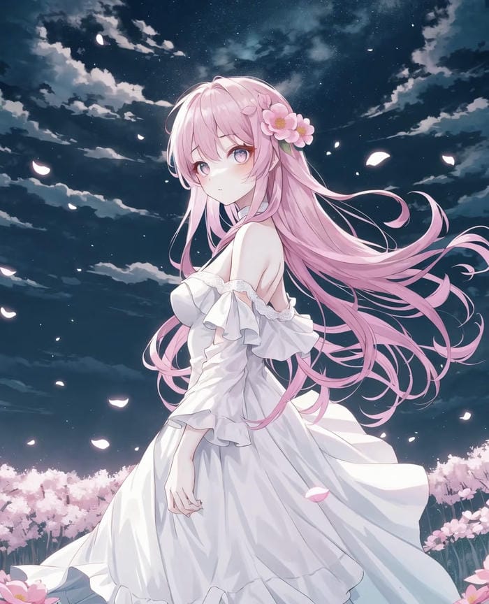 cô gái anime tóc hồng hiện đại