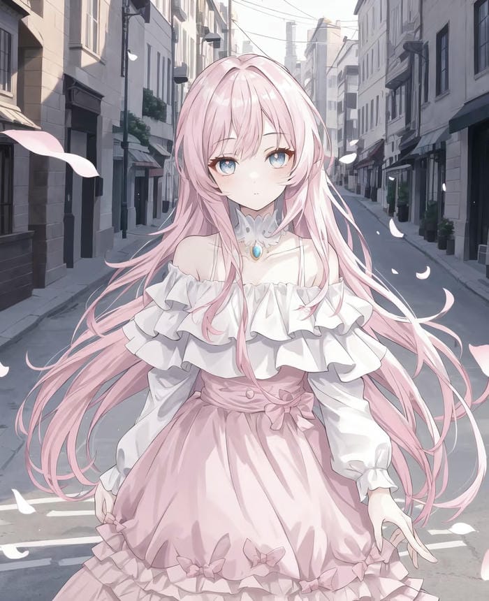 cô gái anime tóc hồng