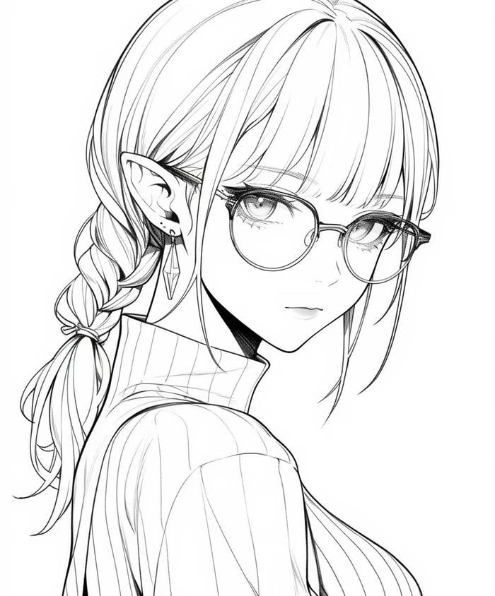 cô gái anime trắng đen đẹp