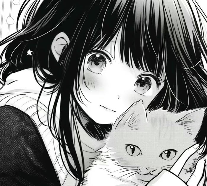 cô gái anime trắng đen nhẹ nhàng