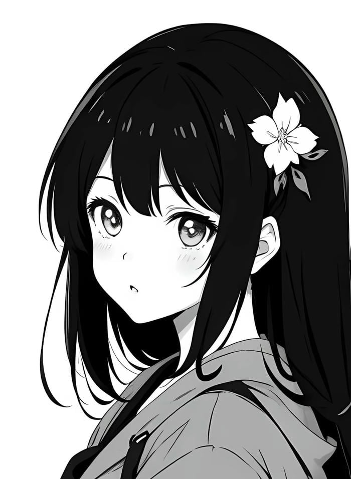 cô gái anime trắng đen