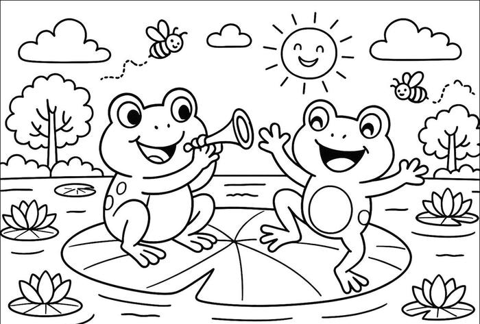 cùng bé tô màu con ếch sáng tạo