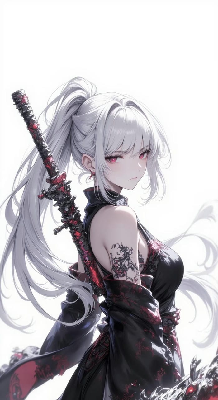 hình anime cô gái cầm kiếm