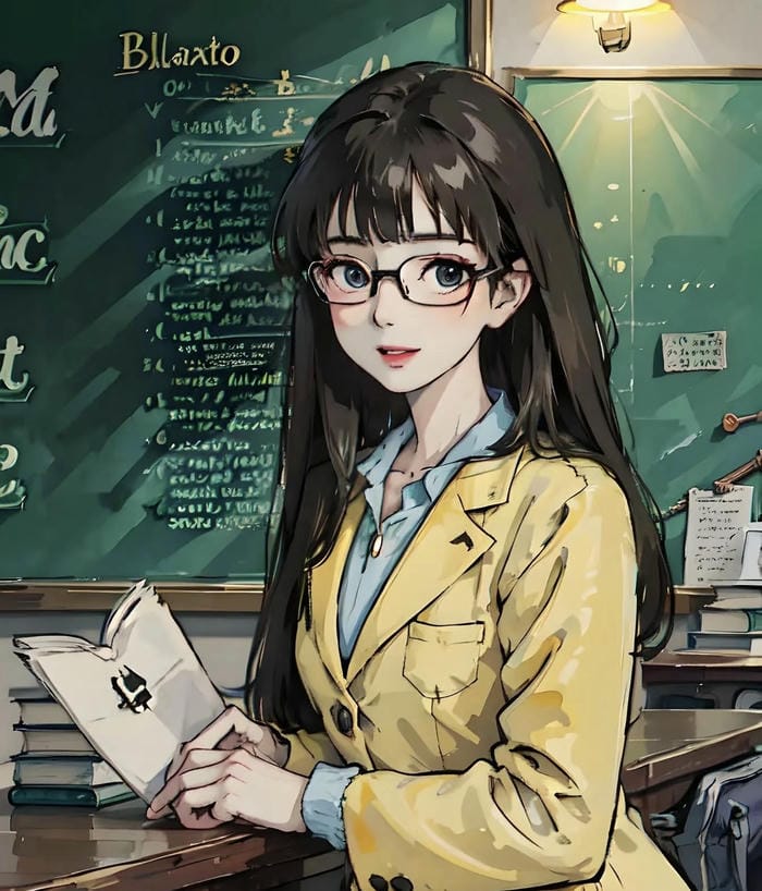 hình anime cô giáo giảng bài