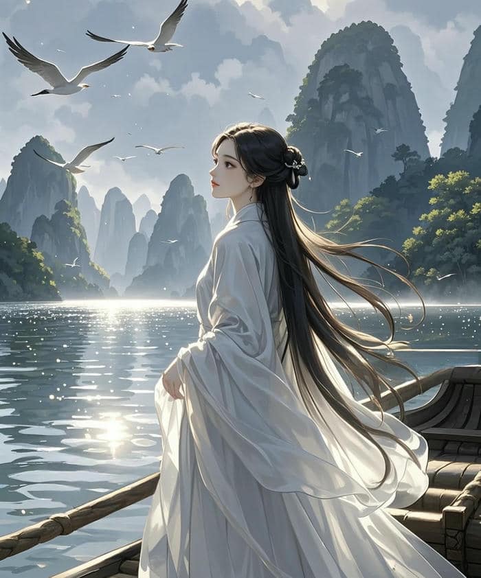 hình anime cổ trang đường nét mảnh