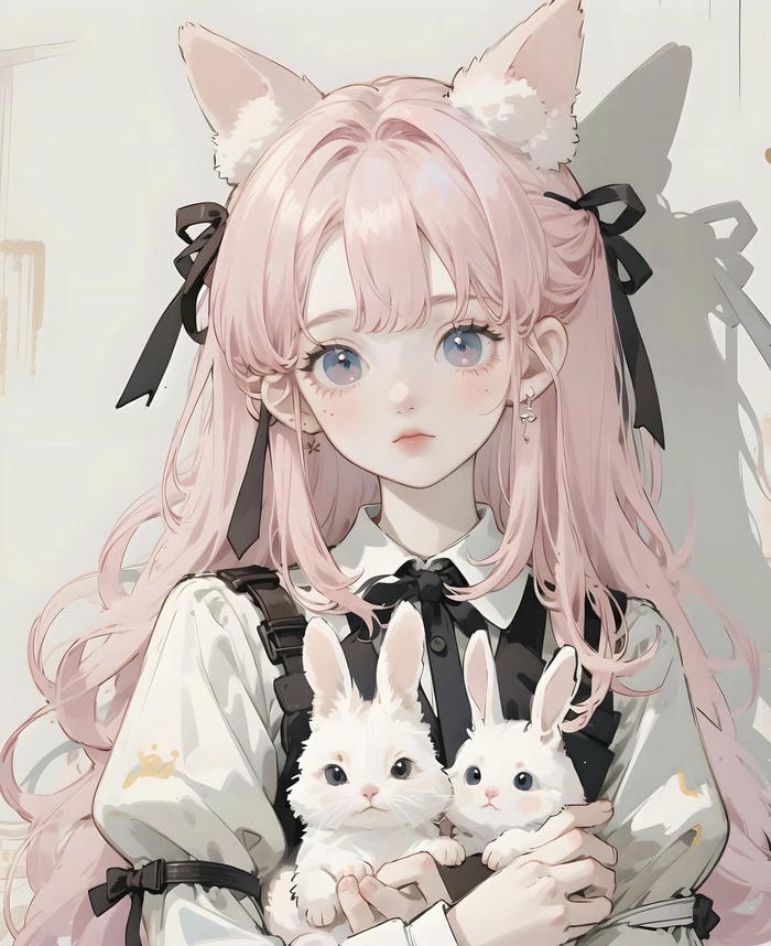 hình anime girl tóc hồng