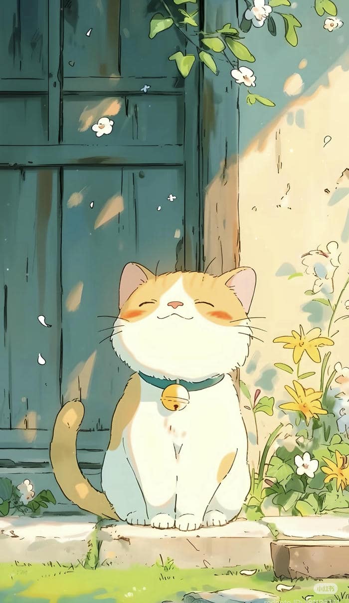 hình anime mèo màu trắng