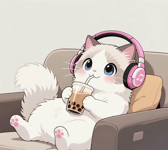 hình anime mèo mềm mại