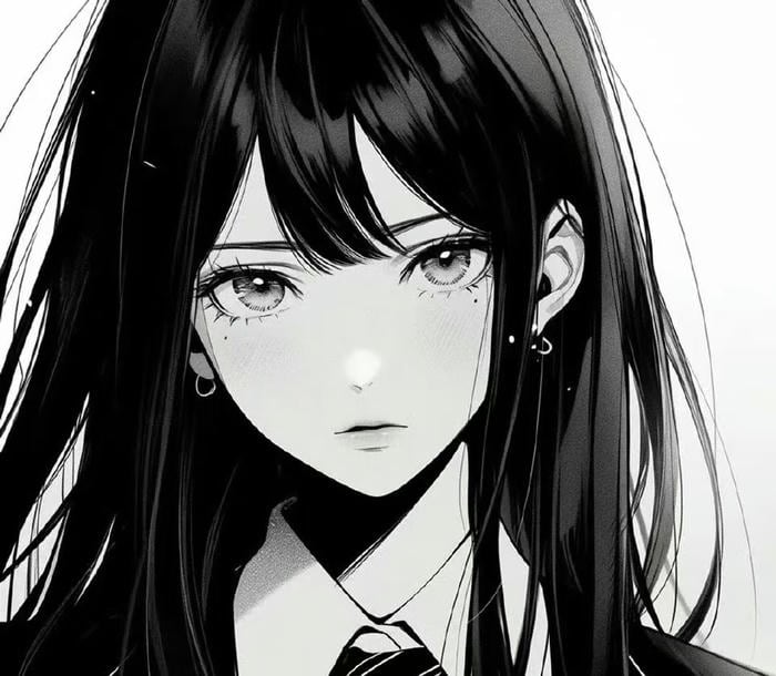 hình anime nền trắng đen