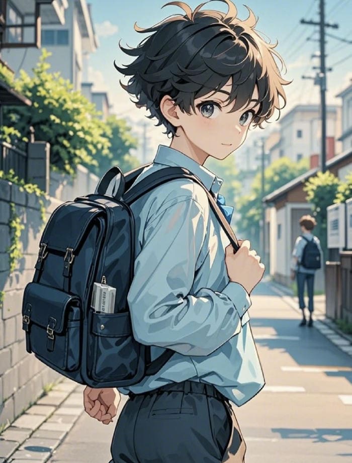 hình anime nhân vật đang đi học