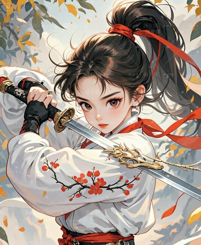 hình anime nữ dáng kiếm sĩ