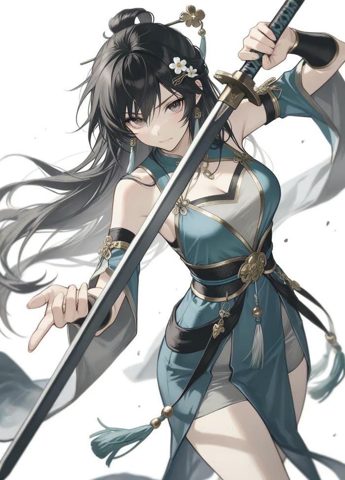 hình anime nữ phong cách kiếm sĩ