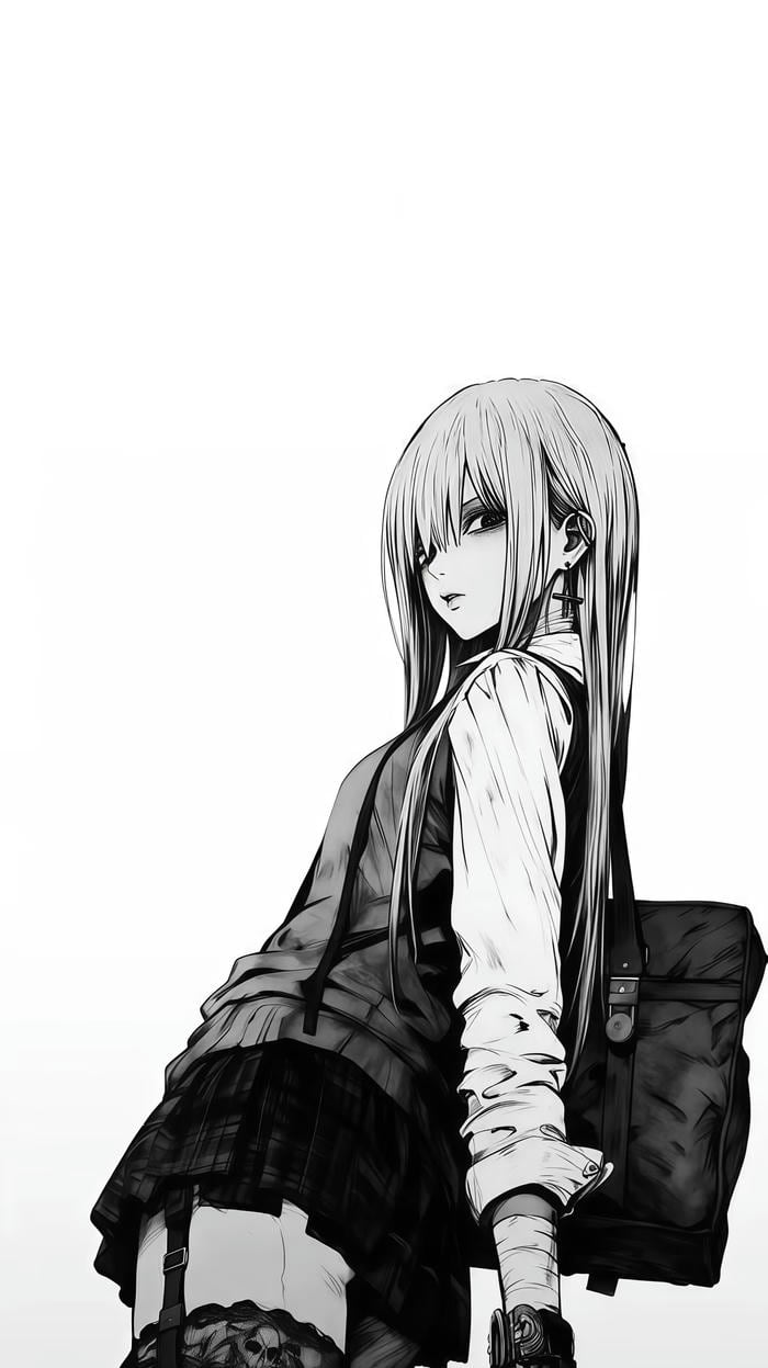 hình anime trắng đen chi tiết